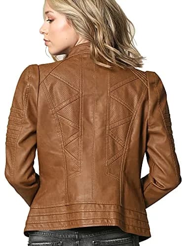 Made By Johnny Womens Vegan Leather Motorcycle Jacket Medium | Faux Leather, Fall Style thumbnail 2