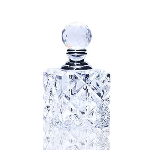 H&D HYALINE & DORA Clear Cubic Carved Crystal Refillable Perfume Bottle Desk Decor | Refillable, Elegant & Unique (70-120 chars) thumbnail 1