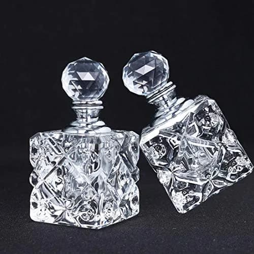 H&D HYALINE & DORA Clear Cubic Carved Crystal Refillable Perfume Bottle Desk Decor | Refillable, Elegant & Unique (70-120 chars) thumbnail 6