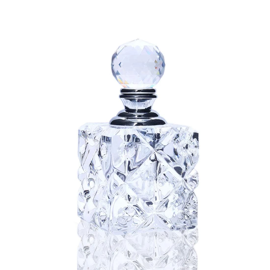 H&D HYALINE & DORA Clear Cubic Carved Crystal Refillable Perfume Bottle Desk Decor | Refillable, Elegant & Unique (70-120 chars)