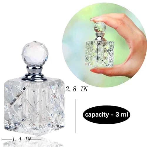 H&D HYALINE & DORA Clear Cubic Carved Crystal Refillable Perfume Bottle Desk Decor | Refillable, Elegant & Unique (70-120 chars) thumbnail 2