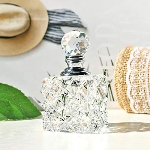 H&D HYALINE & DORA Clear Cubic Carved Crystal Refillable Perfume Bottle Desk Decor | Refillable, Elegant & Unique (70-120 chars) thumbnail 3