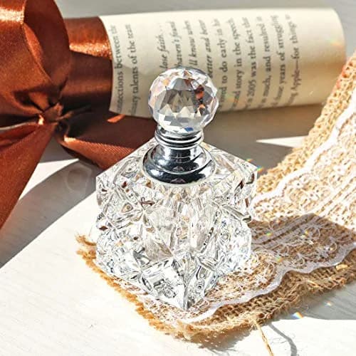 H&D HYALINE & DORA Clear Cubic Carved Crystal Refillable Perfume Bottle Desk Decor | Refillable, Elegant & Unique (70-120 chars) thumbnail 4