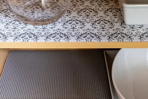 Duck Smooth Top EasyLiner, 12-inch x 10 Feet, Grey Damask | Non-Adhesive, Easy to Clean & Style (70-120 chars) thumbnail 7