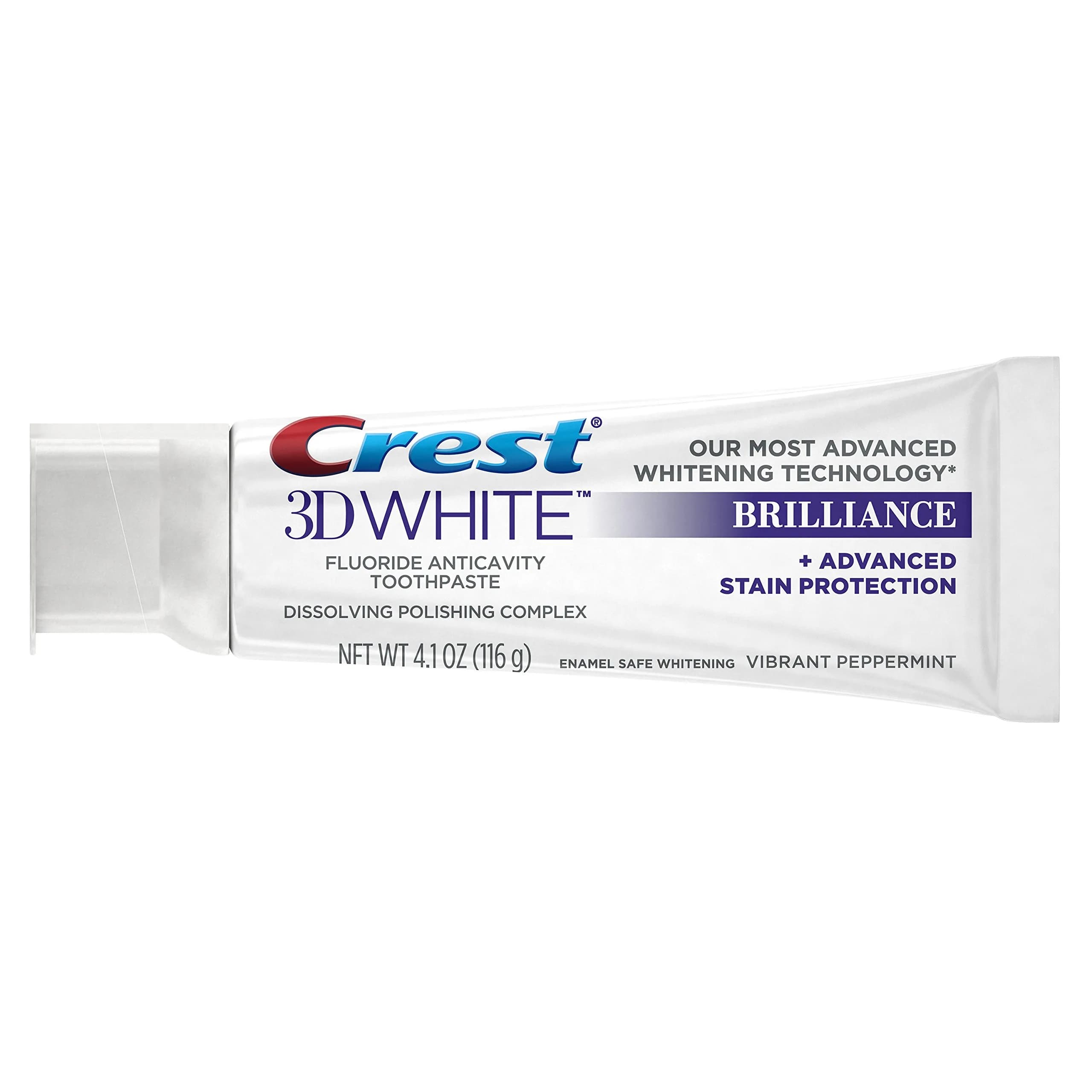 Crest 3D White Brilliance Vibrant Peppermint Toothpaste Twin Pack (2 Tubes) - Whitening & Stain Protection - view 2
