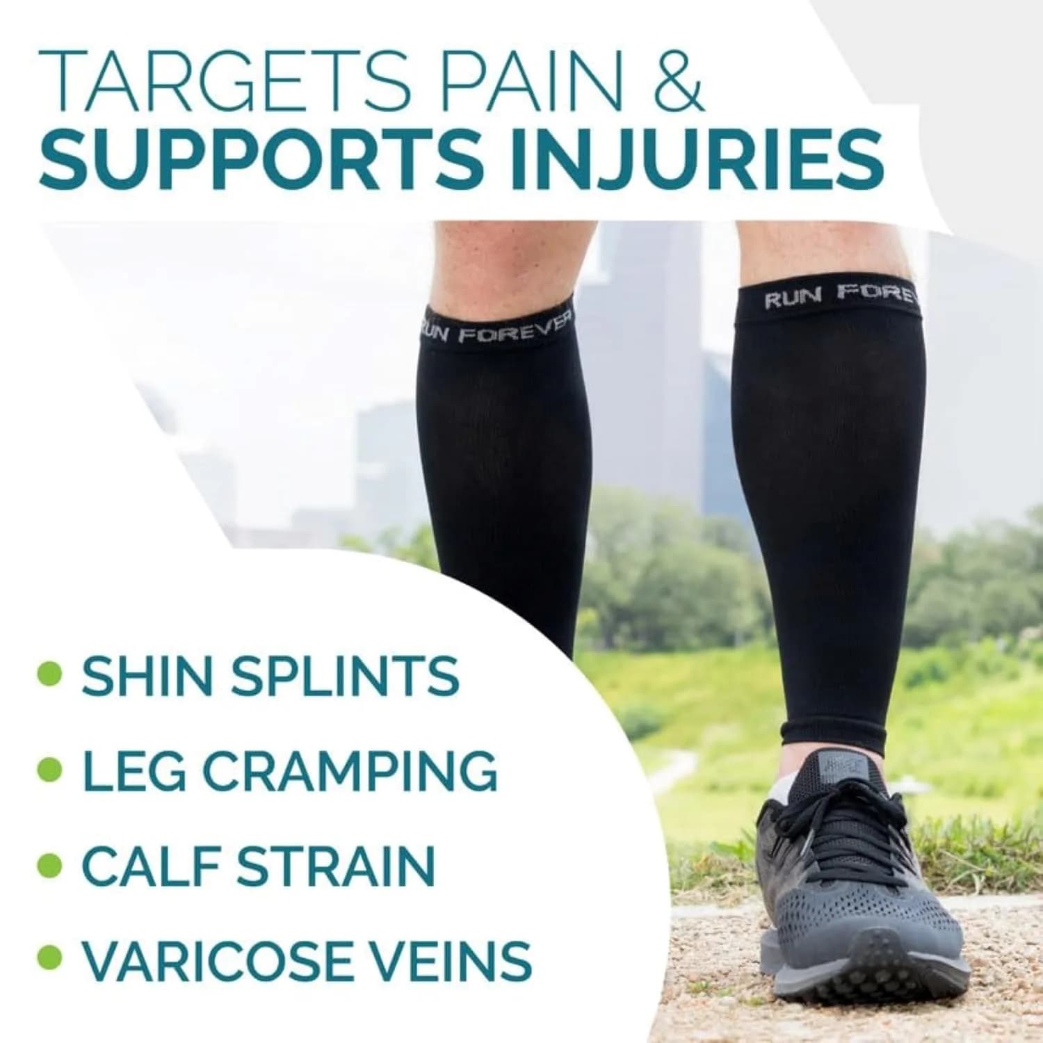 Run Forever Calf Compression Sleeve for Men & Women, 20-30mmHg, Large Black | FDA Approved Medical Grade Support - view 6