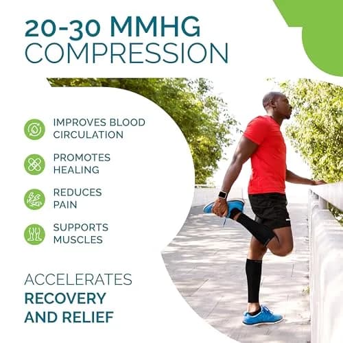 Run Forever Calf Compression Sleeve Black Medium | 20-30mmHg Graduated Compression for Shin Splints & Circulation thumbnail 4