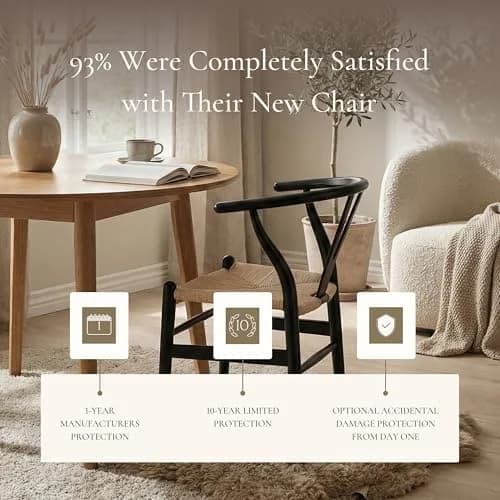 POLY & BARK Weave Dining Chair – Mid-Century Modern Wishbone Chair with Arms, Solid Wood Frame, Indoor Use – Black – Single thumbnail 7
