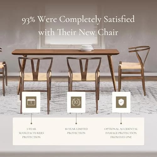 POLY & BARK Weave Dining Chair – Mid-Century Modern Wishbone Chair with Arms, Solid Wood Frame, Walnut, Single thumbnail 7
