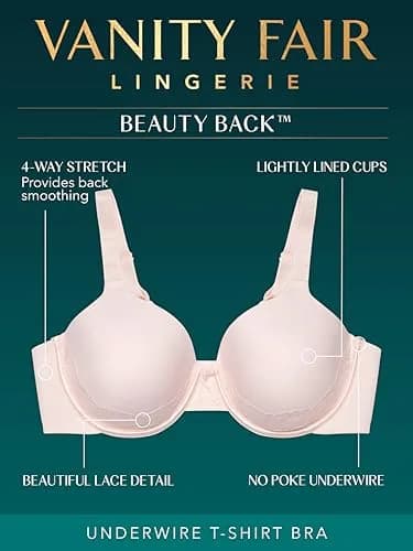 Vanity Fair Full Figure Lace Back Smoothing Bra 42C | 4-Way Stretch, Lightly Lined Cups thumbnail 2