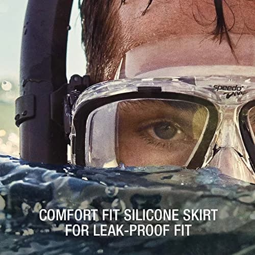Speedo Unisex-Adult Swim Snorkel Dive Mask Anti-Fog with Nose Cover Adventure Series, M Clear, One Size thumbnail 2