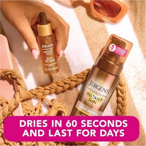 Jergens Natural Glow Instant Sun Mousse, Light Bronze Tan, 177ml (6 fl oz) | Streak-Free Body Bronzer thumbnail 5
