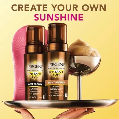 Jergens Natural Glow Instant Sun Mousse, Light Bronze Tan, 177ml (6 fl oz) | Streak-Free Body Bronzer thumbnail 8