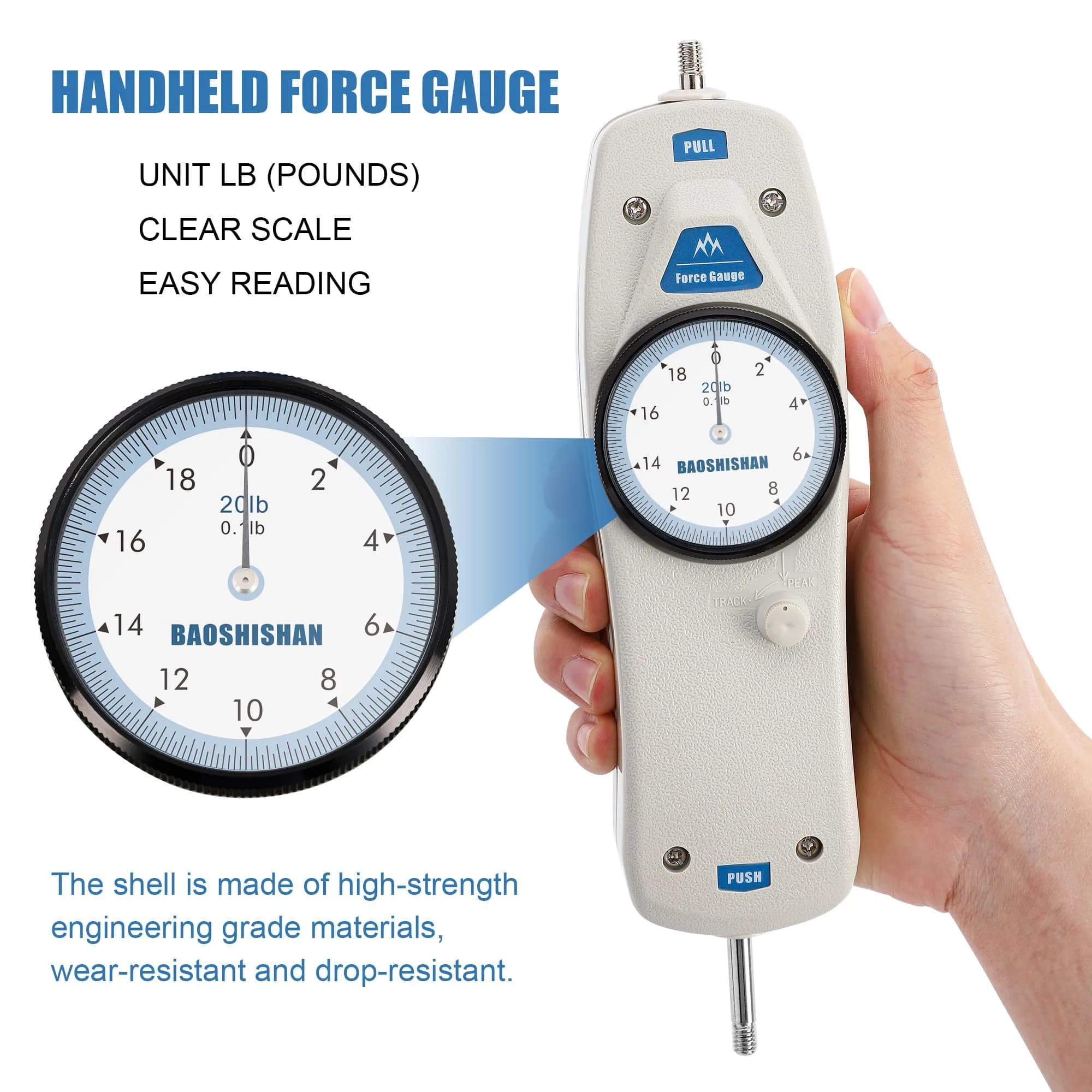 BAOSHISHAN DL Push Pull Force Gauge 9.07 kg (20 lb) | Accurate Force Measurement for Industry & Labs - view 2