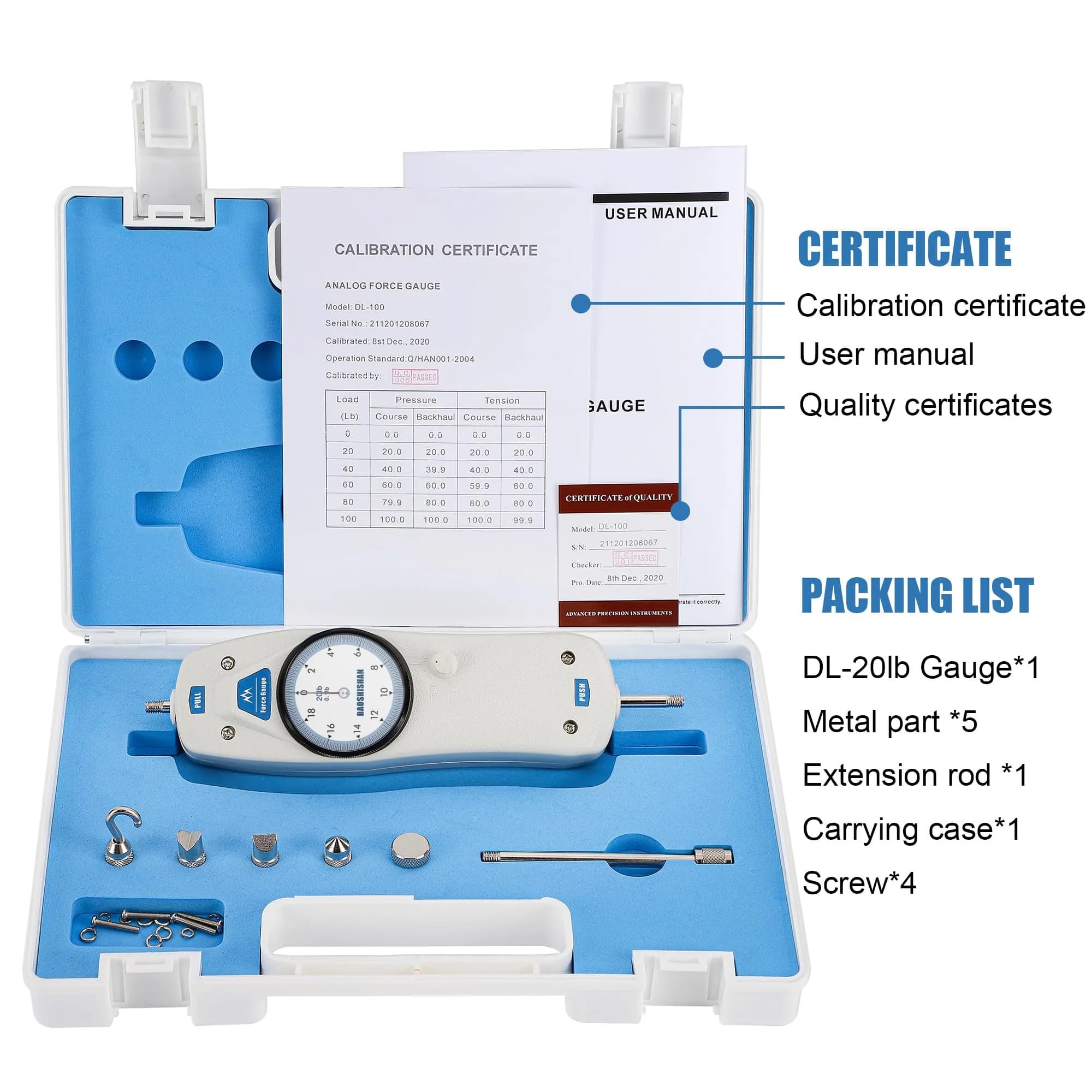 BAOSHISHAN DL Push Pull Force Gauge 9.07 kg (20 lb) | Accurate Force Measurement for Industry & Labs - view 3