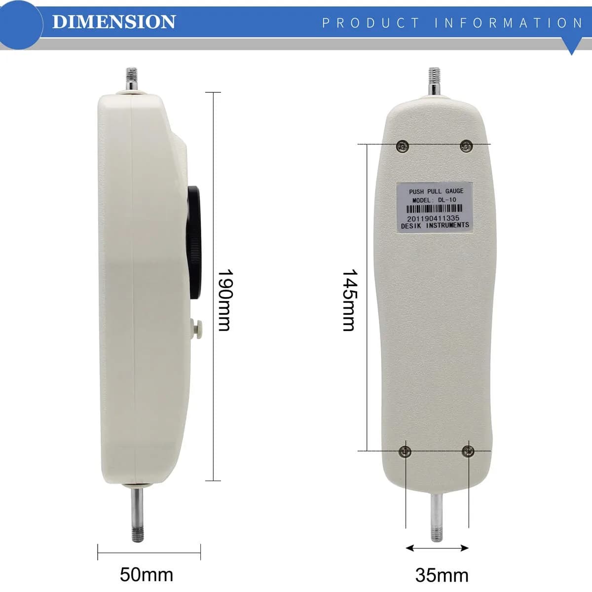 BAOSHISHAN DL-10 10lb Force Gauge | 4.45 kg (10 lb) Push Pull Tester with Calibration Certificate - view 5