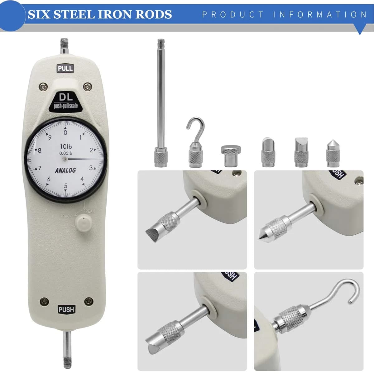 BAOSHISHAN DL-10 10lb Force Gauge | 4.45 kg (10 lb) Push Pull Tester with Calibration Certificate - view 2