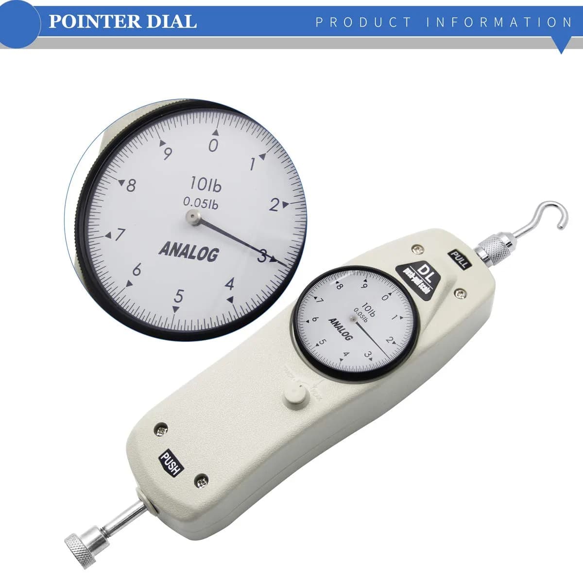 BAOSHISHAN DL-10 10lb Force Gauge | 4.45 kg (10 lb) Push Pull Tester with Calibration Certificate - view 3