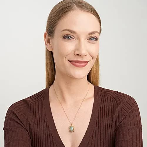 MORGAN & PAIGE Silver 18k Yellow Gold Plated Jade Sea Turtle Necklace 18in | Symbol of Longevity & Protection thumbnail 4
