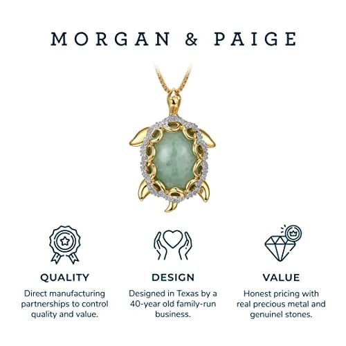 MORGAN & PAIGE Silver 18k Yellow Gold Plated Jade Sea Turtle Necklace 18in | Symbol of Longevity & Protection thumbnail 5