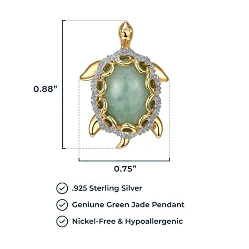 MORGAN & PAIGE Silver 18k Yellow Gold Plated Jade Sea Turtle Necklace 18in | Symbol of Longevity & Protection thumbnail 3