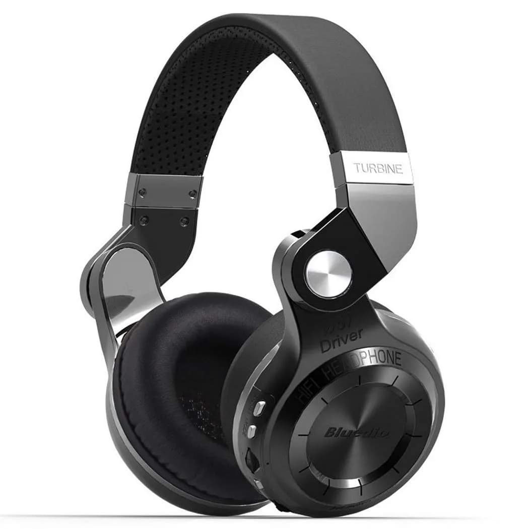 Bluedio T2 Plus Turbine Wireless Bluetooth Headphones with Mic/Micro SD Card Slot/FM Radio (White) | Over Ear, Foldable, 40hrs BT — Black