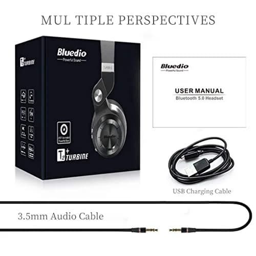 Bluedio T2 Plus Turbine Wireless Bluetooth Headphones with Mic and FM Radio | Foldable, 57mm Speaker, 40H Playtime thumbnail 6