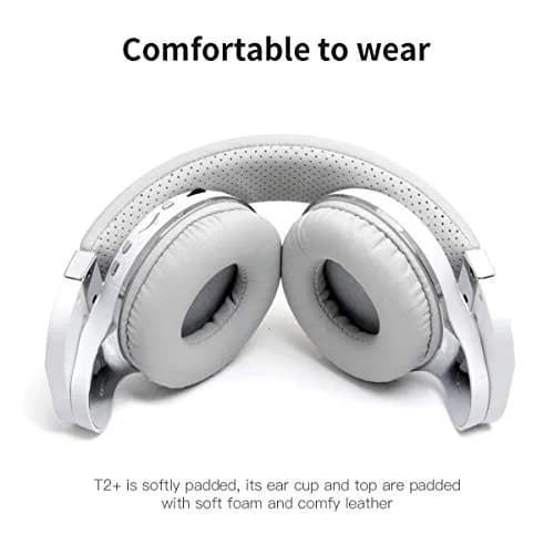 Bluedio T2 Plus Turbine Wireless Bluetooth Headphones with Mic/Micro SD Card Slot/FM Radio (White) | Over Ear, Foldable, 40hrs BT thumbnail 6