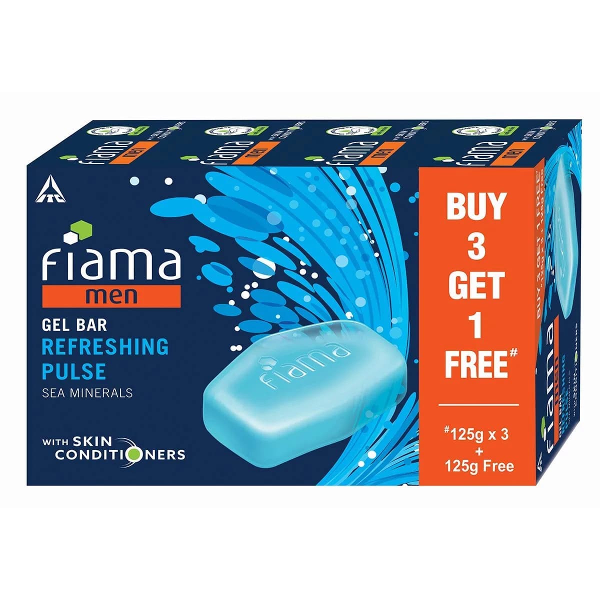 Fiama Men Refreshing Pulse Gel Bar 125g | Skin Moisturising & Invigorating Fragrance — 4.41 Ounce
