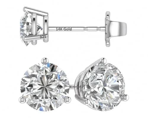 Central Diamond Center 14K Gold Post Martini Stud Earrings 8.00mm 4.00cttw | Hypoallergenic Diamond Look thumbnail 1