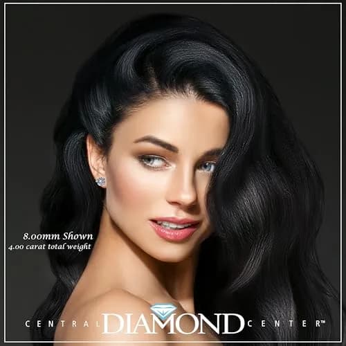 Central Diamond Center 14K Gold Post Martini Stud Earrings 8.00mm 4.00cttw | Hypoallergenic Diamond Look thumbnail 4