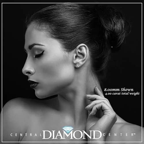 Central Diamond Center 14K Gold Post Martini Stud Earrings 8.00mm 4.00cttw | Hypoallergenic Diamond Look thumbnail 5