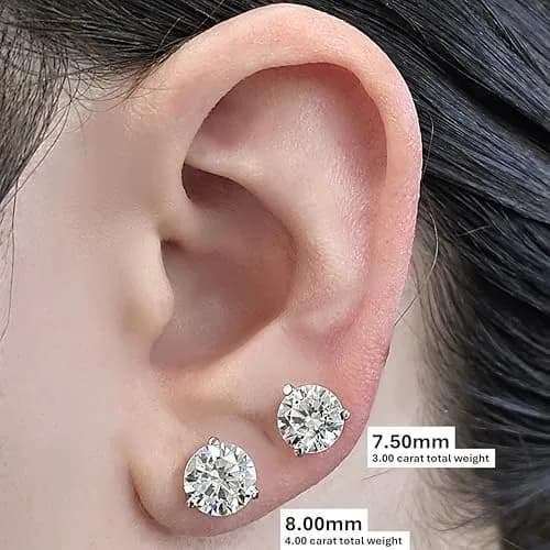 Central Diamond Center 14K Gold Post Martini Stud Earrings 8.00mm 4.00cttw | Hypoallergenic Diamond Look thumbnail 3