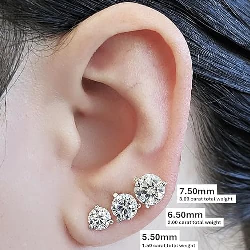 Central Diamond Center 14K Gold Post Martini Stud Earrings 5.50mm 1.50cttw | Hypoallergenic Diamond Look thumbnail 3