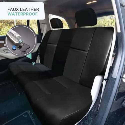 FH Group Full Set Faux Leather Car Seat Covers - Universal Fit, Low Back, Easy to Clean, Black | Protect & Enhance Interior thumbnail 5