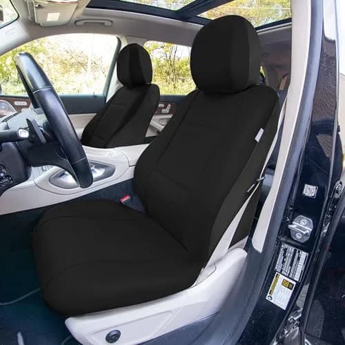 FH Group Full Set Faux Leather Car Seat Covers - Universal Fit, Low Back, Easy to Clean, Black | Protect & Enhance Interior thumbnail 2