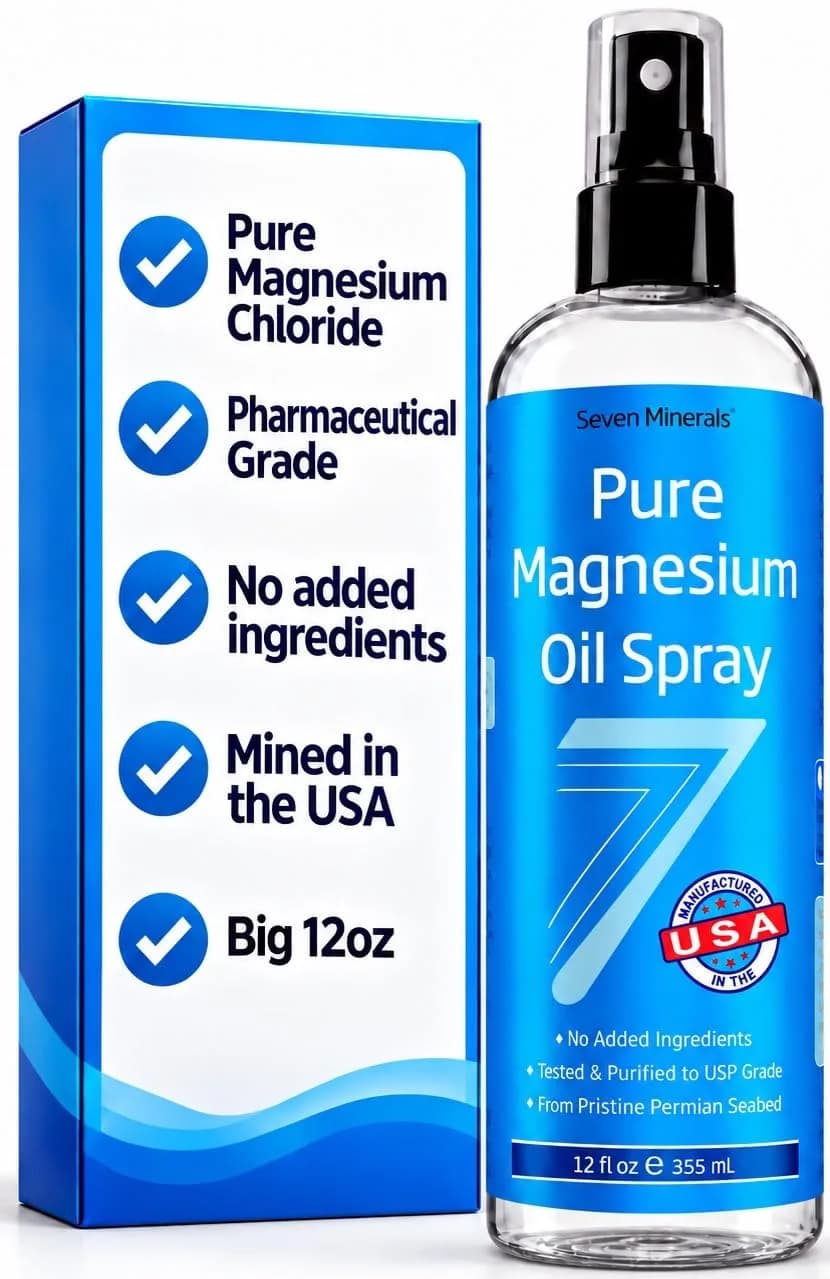 Seven Minerals Magnesium Oil Spray for Sleep, Leg Cramps & Feet | Transdermal Magnesium Relief, 12 oz - main product image