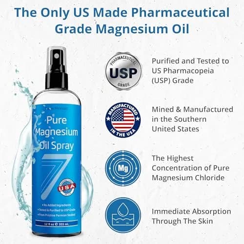 Seven Minerals Magnesium Oil Spray for Sleep, Leg Cramps & Feet | Transdermal Magnesium Relief, 12 oz thumbnail 2