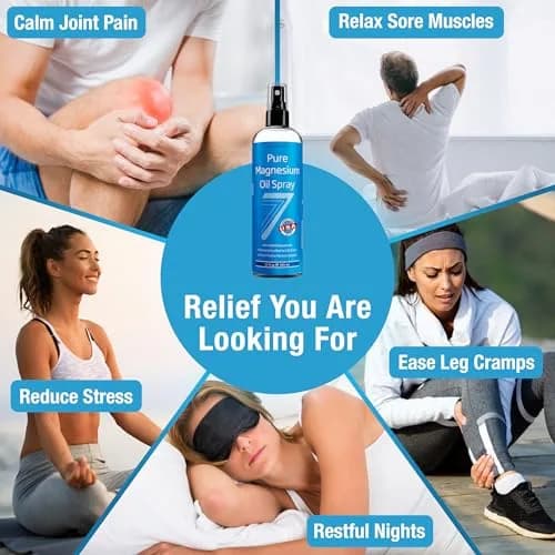 Seven Minerals Magnesium Oil Spray for Sleep, Leg Cramps & Feet | Transdermal Magnesium Relief, 12 oz thumbnail 4
