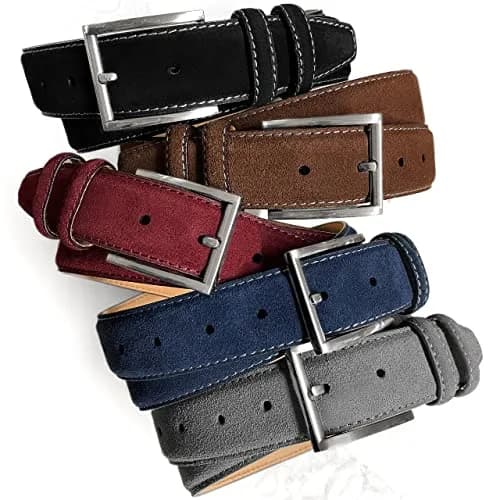 Belts.com Men's Suede Belt 35mm Gray | Genuine Leather Casual Dress Belt thumbnail 2