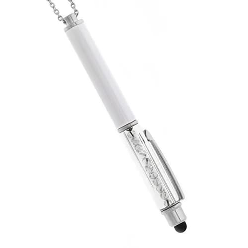 Baron-Jewelry Necklace Stylus Pen with Crystals | Pearl-White 30" Chain, Rubber Tip for Devices thumbnail 1