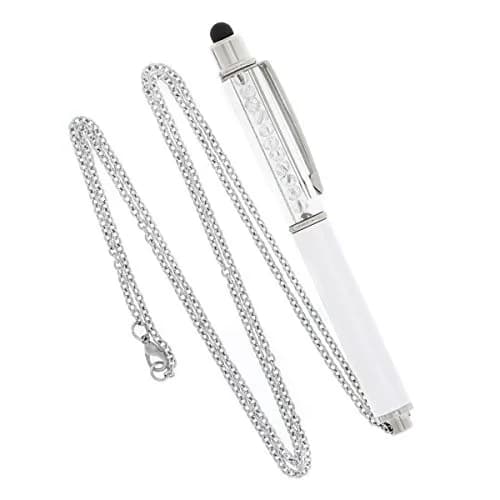 Baron-Jewelry Necklace Stylus Pen with Crystals | Pearl-White 30" Chain, Rubber Tip for Devices thumbnail 4