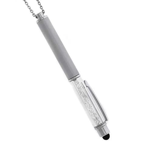 Baron-Jewelry Crystalline Stylus Pen Necklace Crystals (Silver) | Sparkling Pearl & Crystal Design for Texting & Tablet Use thumbnail 1