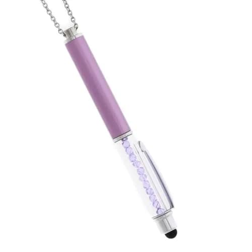 Baron-Jewelry Purple Necklace Stylus Pen with Crystals | 30" Chain & Extra Ink Refills thumbnail 1