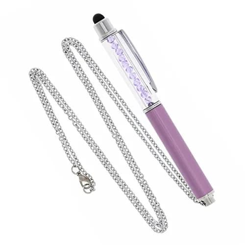 Baron-Jewelry Purple Necklace Stylus Pen with Crystals | 30" Chain & Extra Ink Refills thumbnail 4