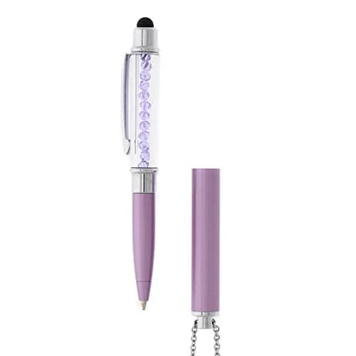 Baron-Jewelry Purple Necklace Stylus Pen with Crystals | 30" Chain & Extra Ink Refills thumbnail 2
