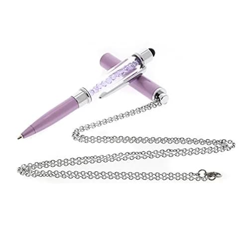 Baron-Jewelry Purple Necklace Stylus Pen with Crystals | 30" Chain & Extra Ink Refills thumbnail 3