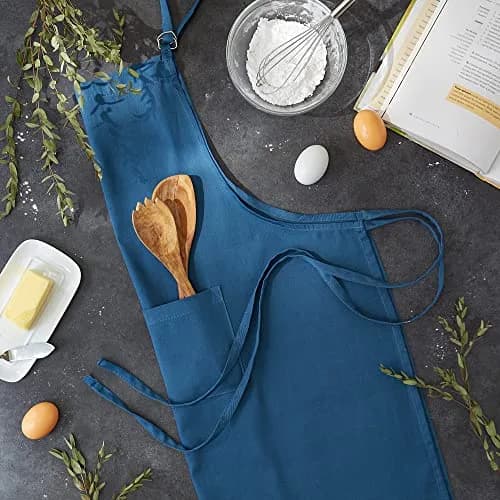 DII Blue Chef Apron | Unisex Cotton Kitchen Apron with Large Pocket thumbnail 6