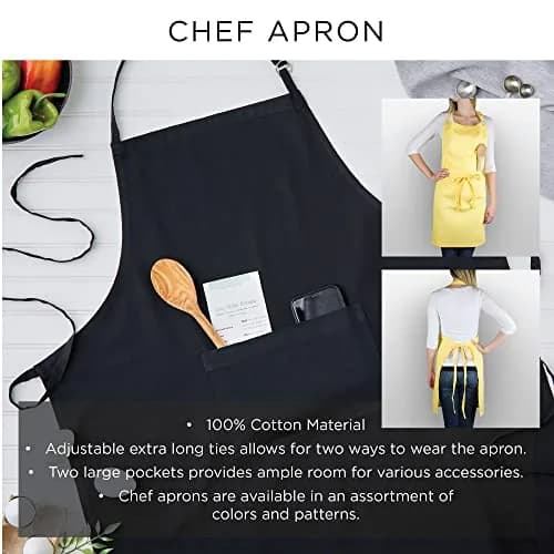 DII Blue Chef Apron | Unisex Cotton Kitchen Apron with Large Pocket thumbnail 7