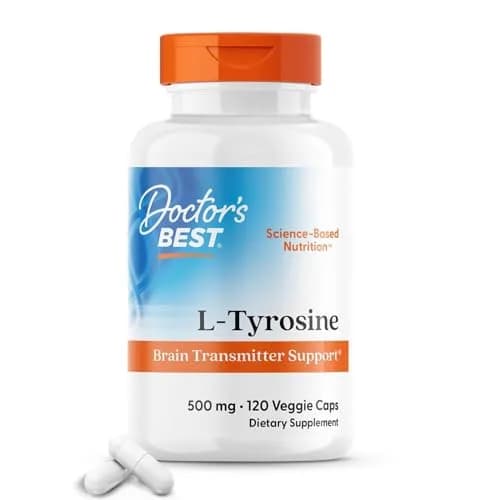 Doctor's Best L-Tyrosine 500mg Capsules | Brain Support for Adults, Amino Acid Precursor for Thyroxine Production thumbnail 1